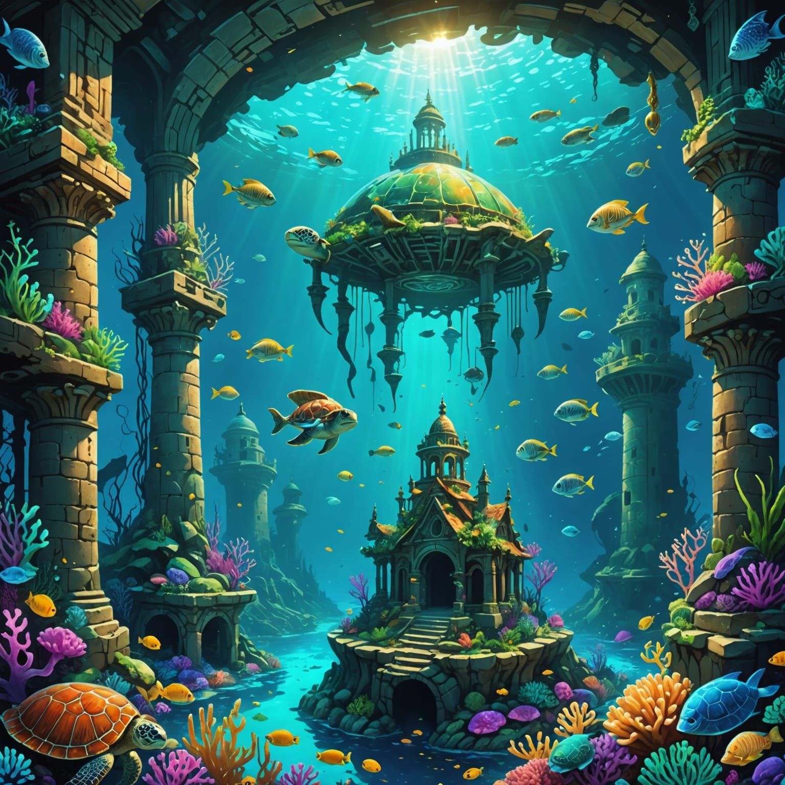 Bioluminescent Underwater Kingdom: Fantasy Realism