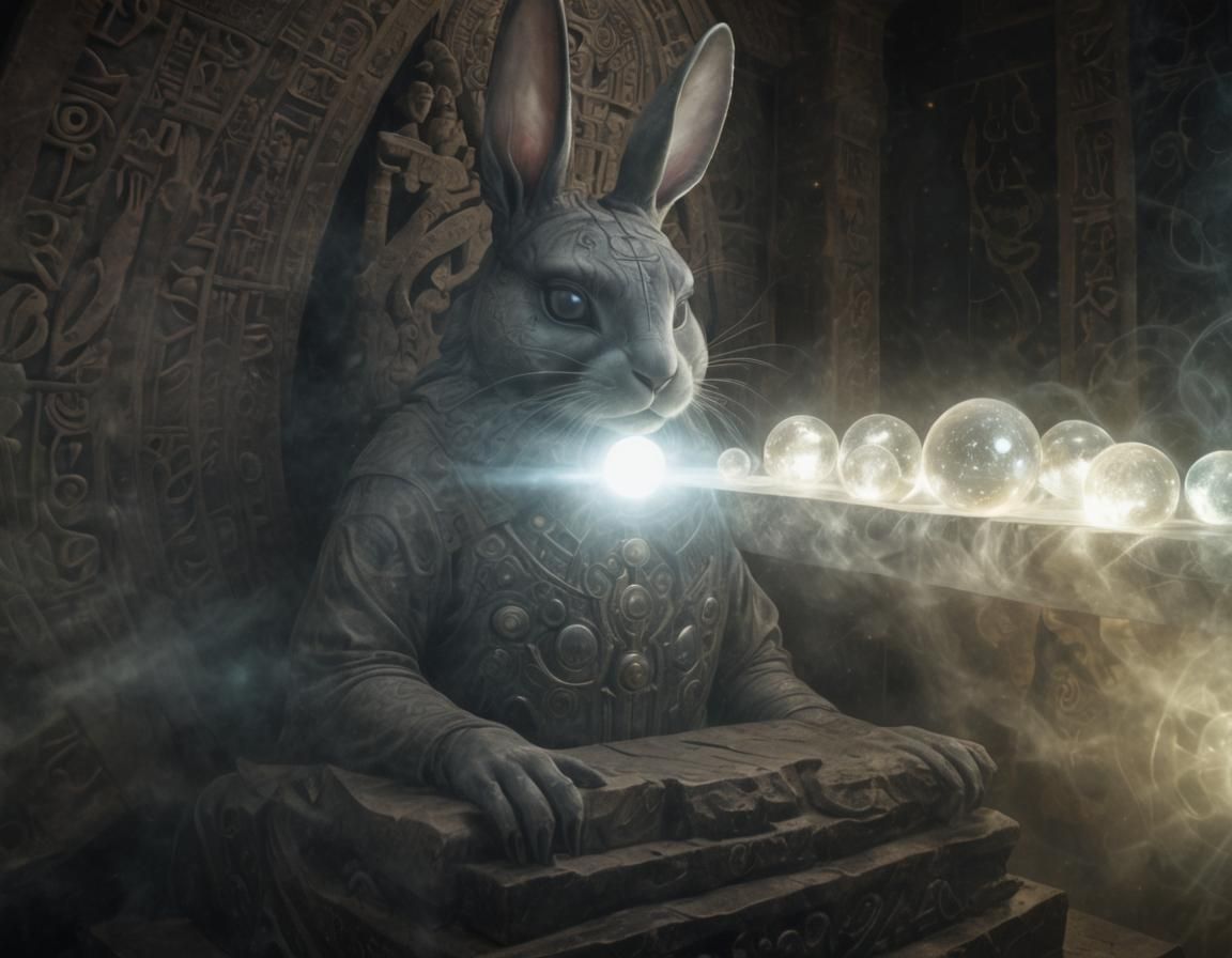 Mystical Rabbit God in Surrealist Fantasy Art