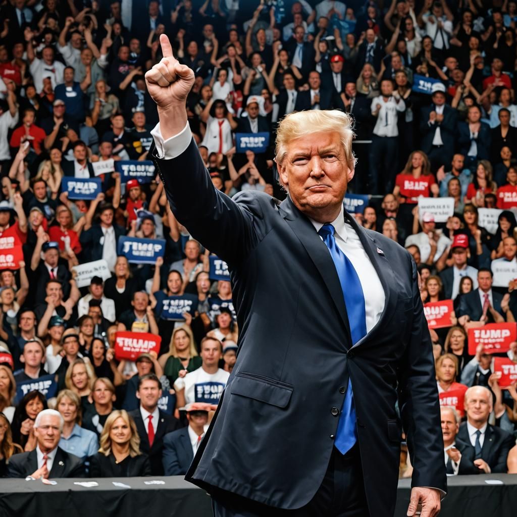 Donald Trump on Stage, Fist Raised