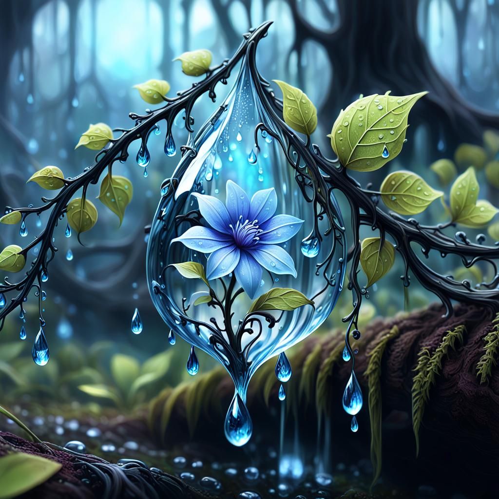 Dark Fantasy Flower Receives a Life-Giving Drop