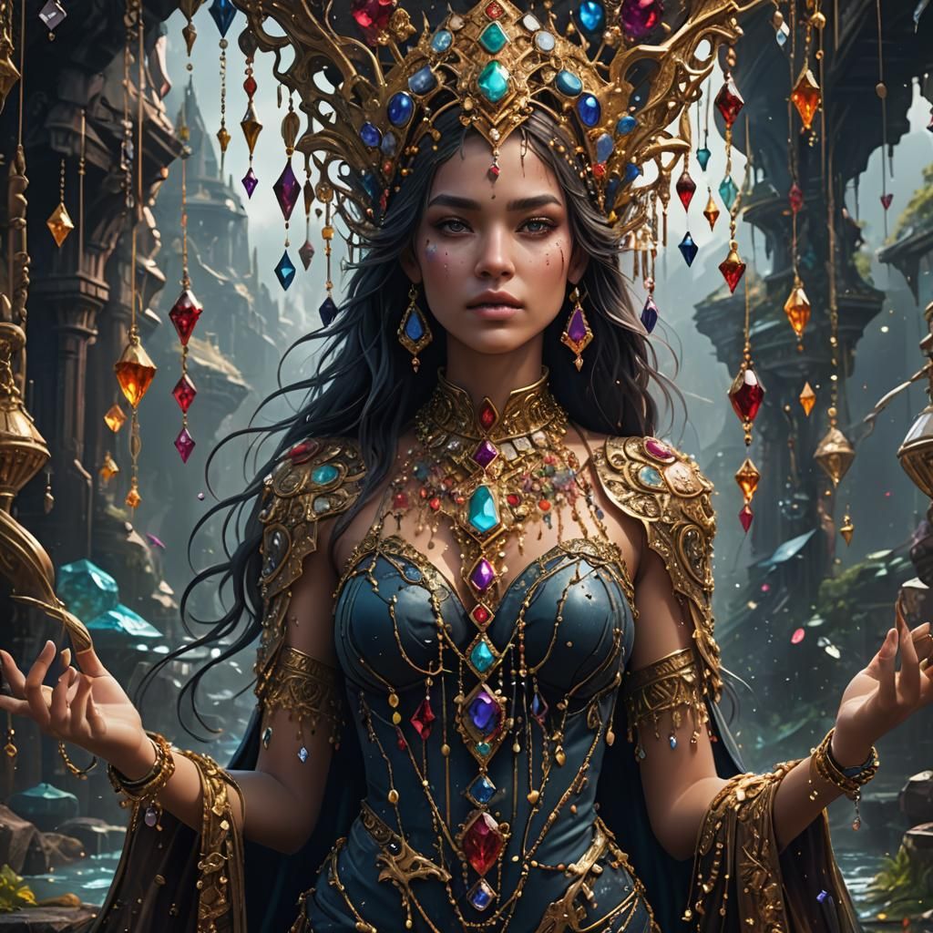 Jewel-Adorned Women in Detailed Digital Painting