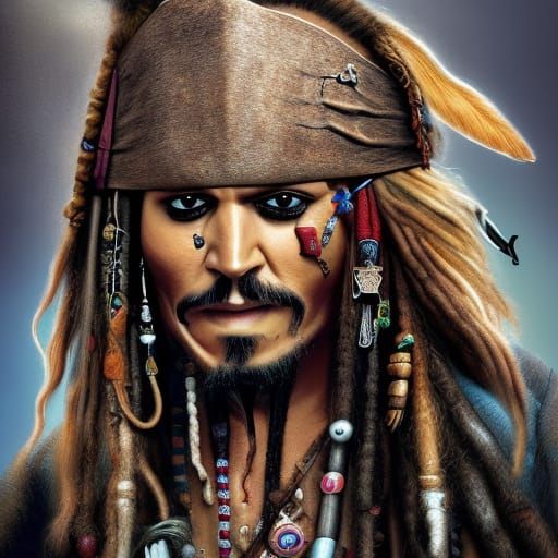 Detailed Portrait of Jack Sparrow with Pirate Grin