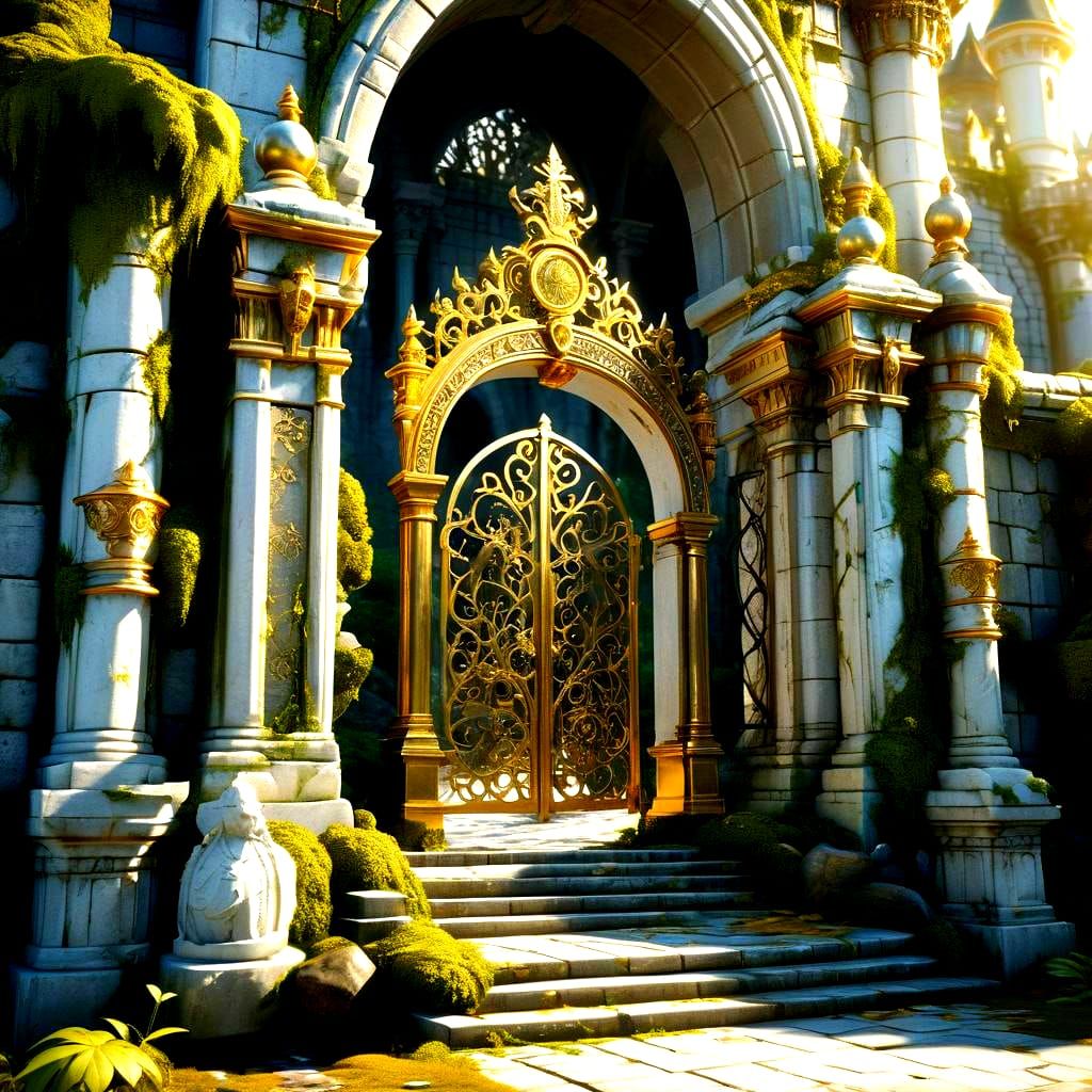 Golden Gated Kingdom with Marble Castle