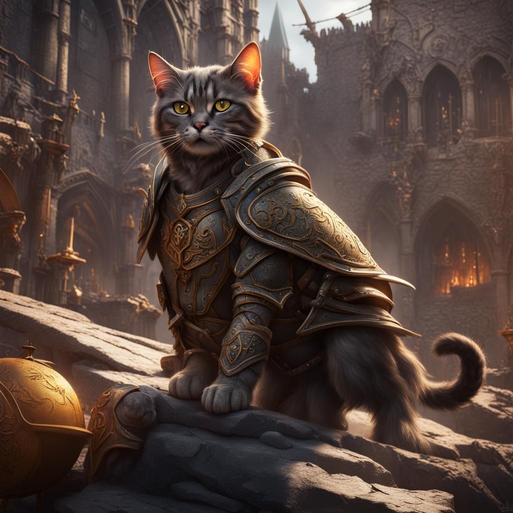 Fantastical Cat Crusades in Detailed Digital Painting