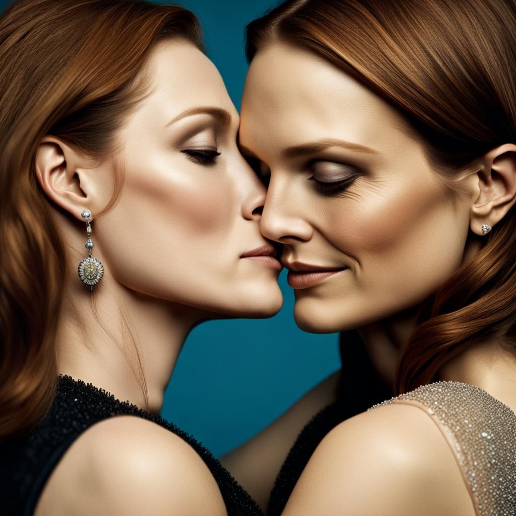 Intimate Moment Between Two Women in a Romantic Embrace