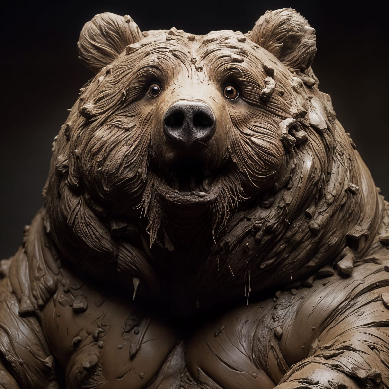 Excited Kodiak Bear Covered in Clay