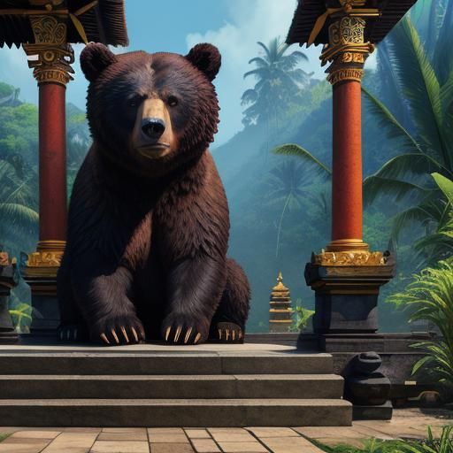 Bitcoin Bali Bear in Detailed Matte Painting
