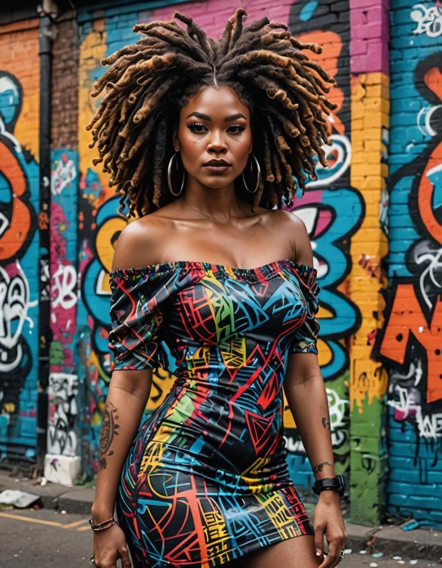 A beautiful Afro-Samoan woman waling down the street