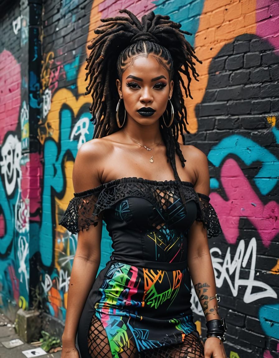 A beautiful Afro-Samoan woman waling down the street