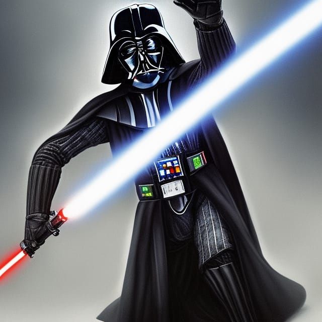 Darth Vader Lightsaber Duel in Hyperrealistic Style