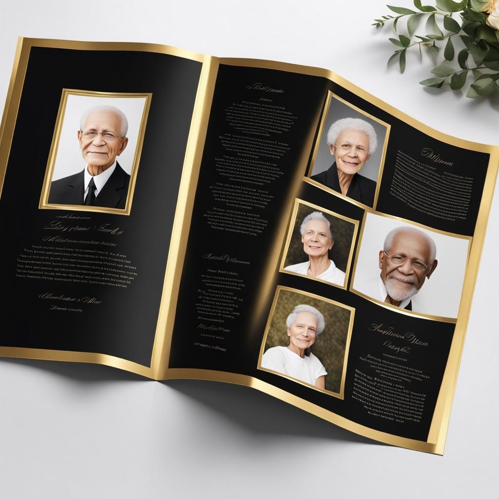 Elegant Funeral Program with Gold Borders