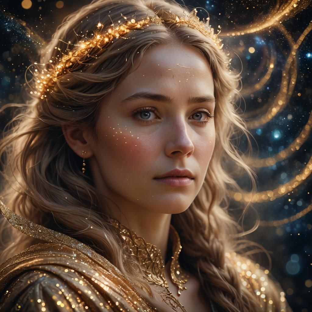 Ethereal Portrait of a Wise Woman in Golden Light