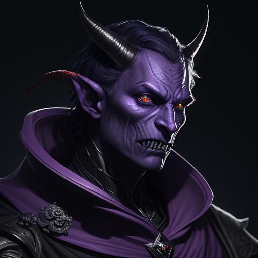 Scarlet Tiefling with Sapphire Staff, Fantasy Art