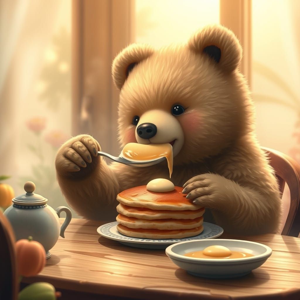 Surreal Bear Breakfast in Whimsical Cottage Style