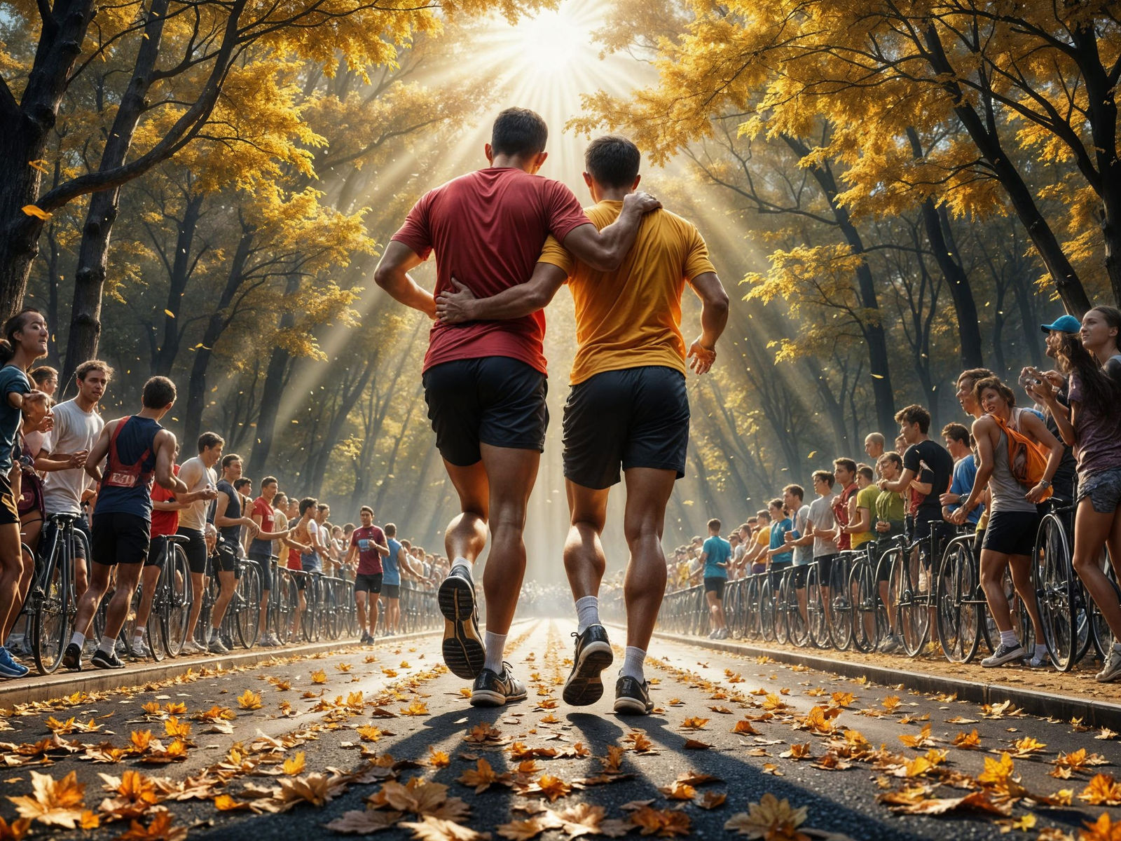 Emotive Marathon Runners Supported in Digital Painting