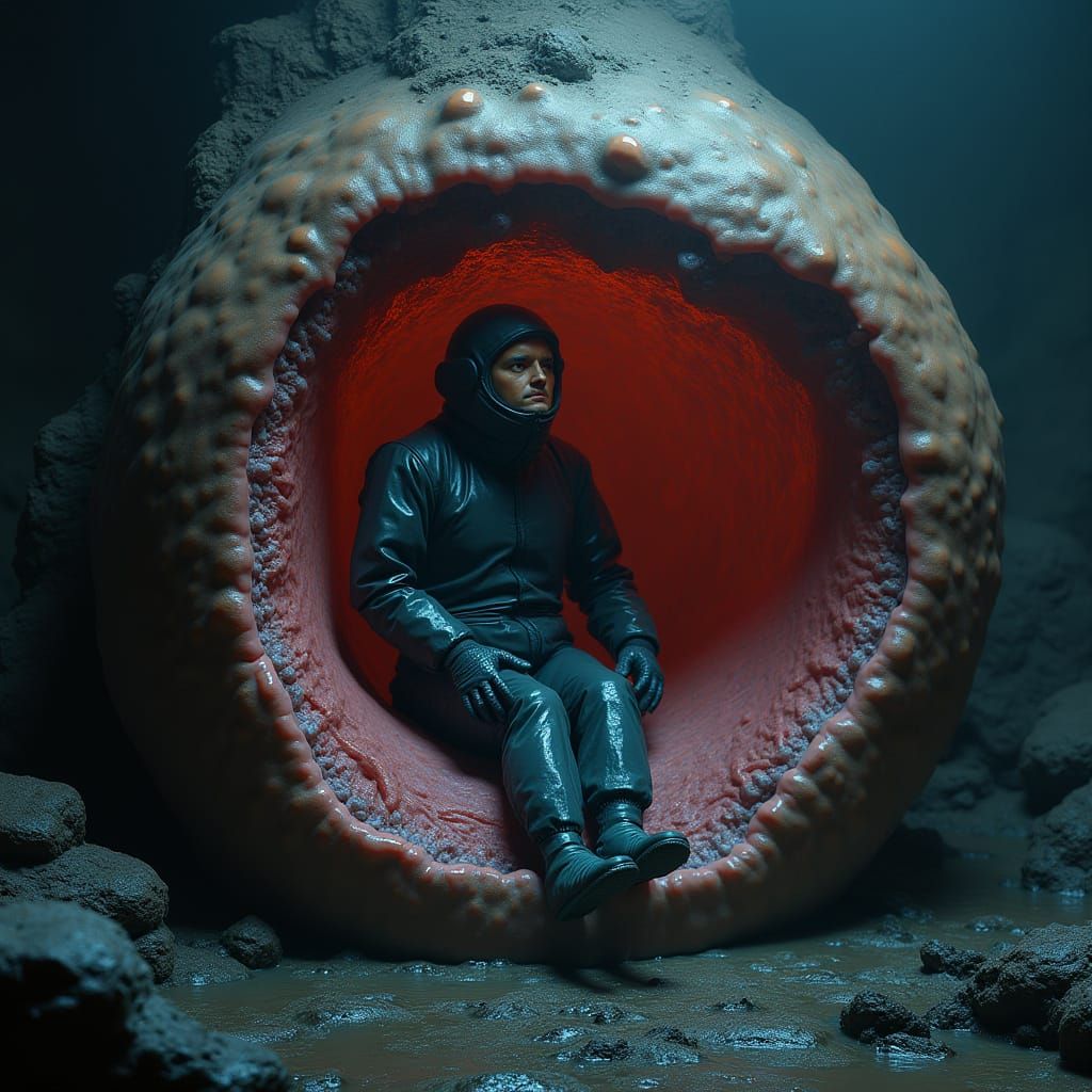 Gorilla Stomach Odyssey in Dark Surrealist Style