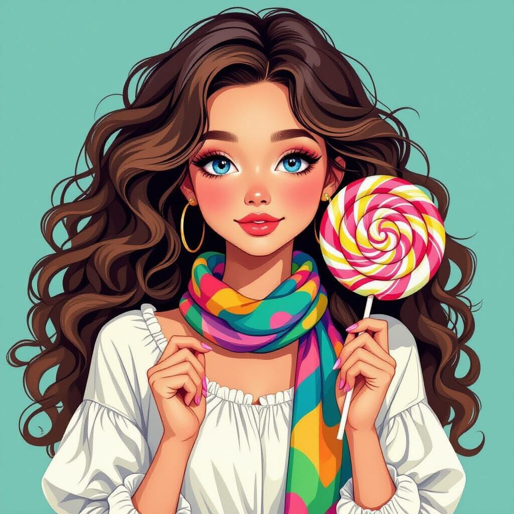 Girl with Lollipop in Audrey Kawasaki Style