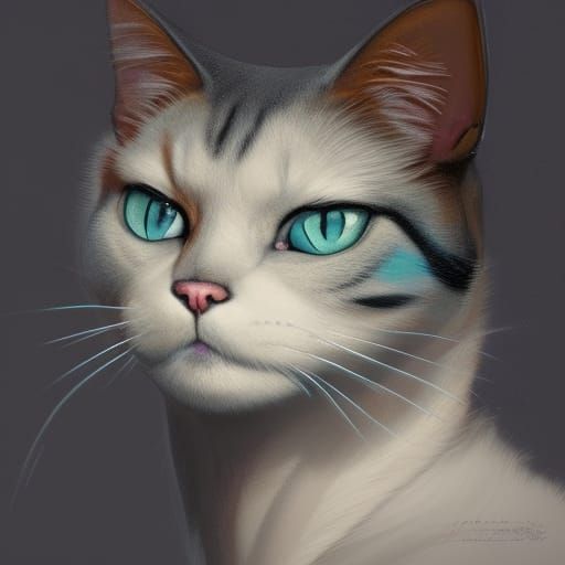 Hyperdetailed Cartoon Cat Portrait in 8K Resolution