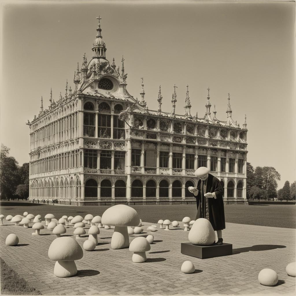 Mushroom Gathering in a Modern Art Style