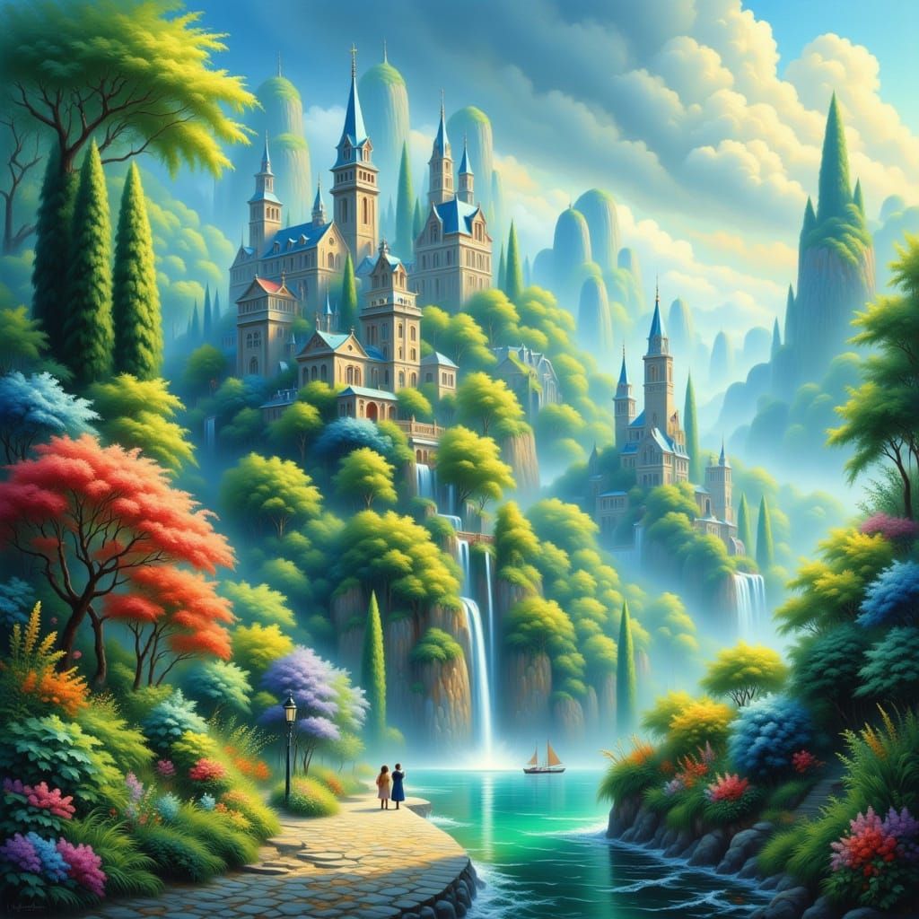 Misty Cityscape in Dreamy Ethereal Style