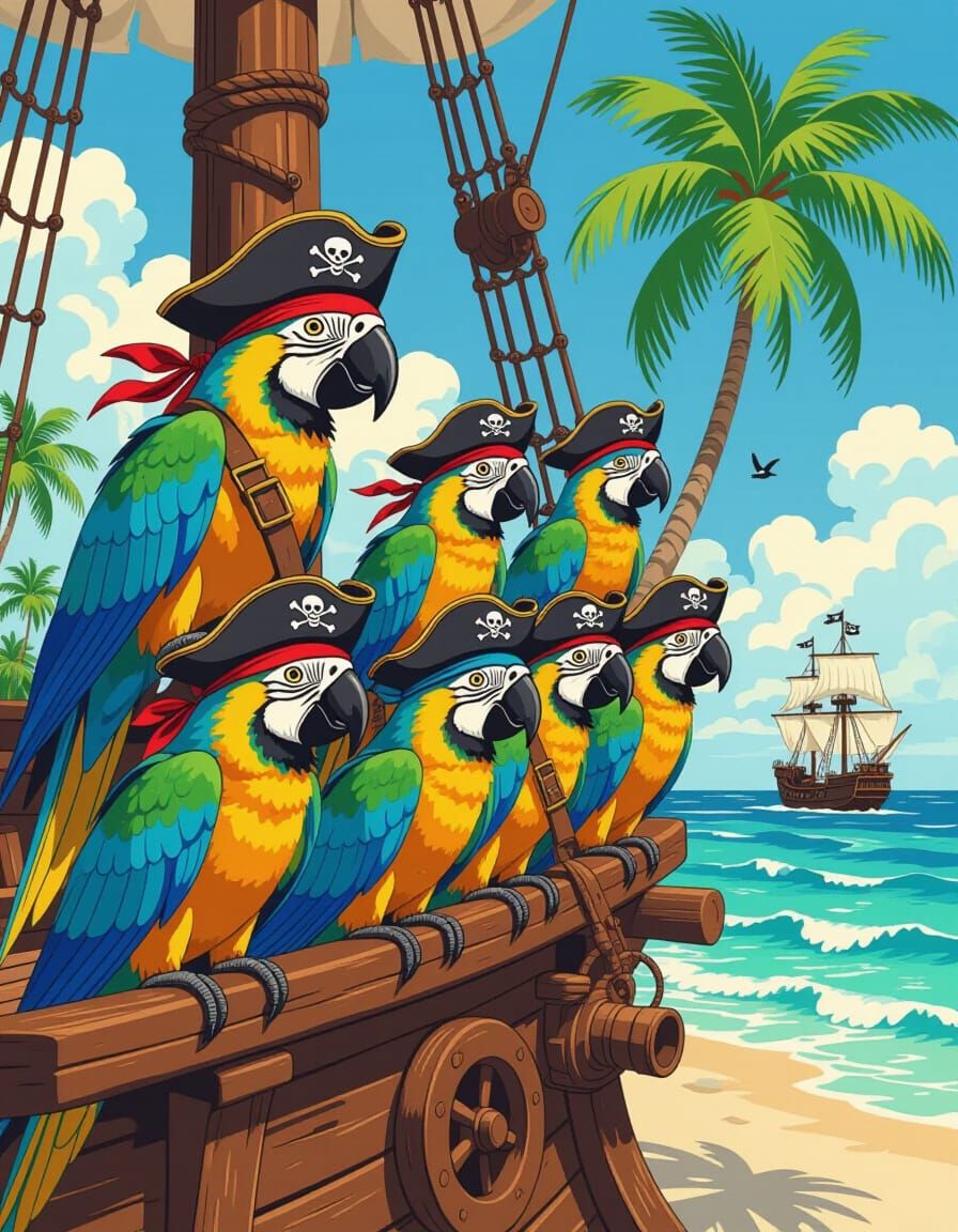 Pirate Parrots on a Tropical Treasure Hunt