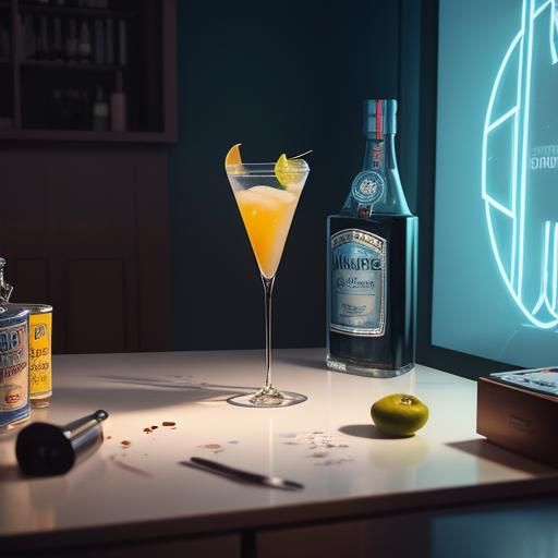 Bombay Sapphire Martini in Pixar 3D Style
