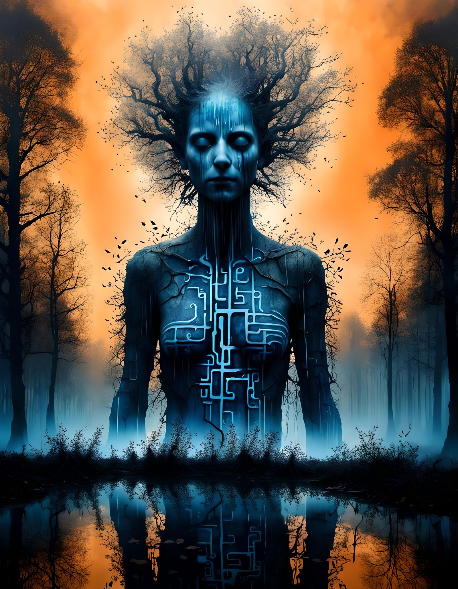 Genderless Dryad Emerges from Code Rain