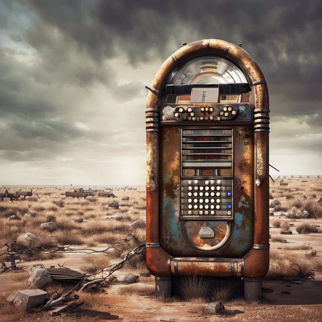 Post-Apocalyptic Jukebox Relic in Wasteland