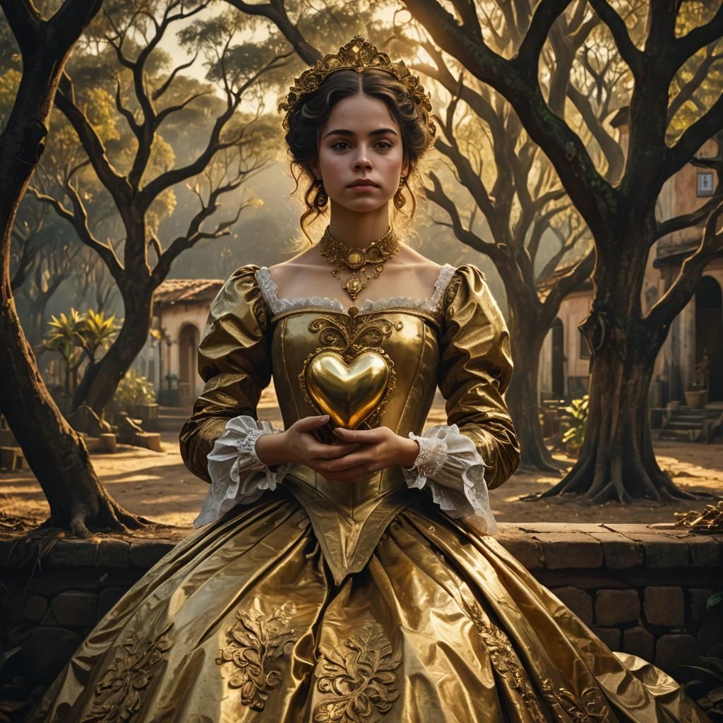 Baroque Empress with Golden Heart in Colonial Brazil