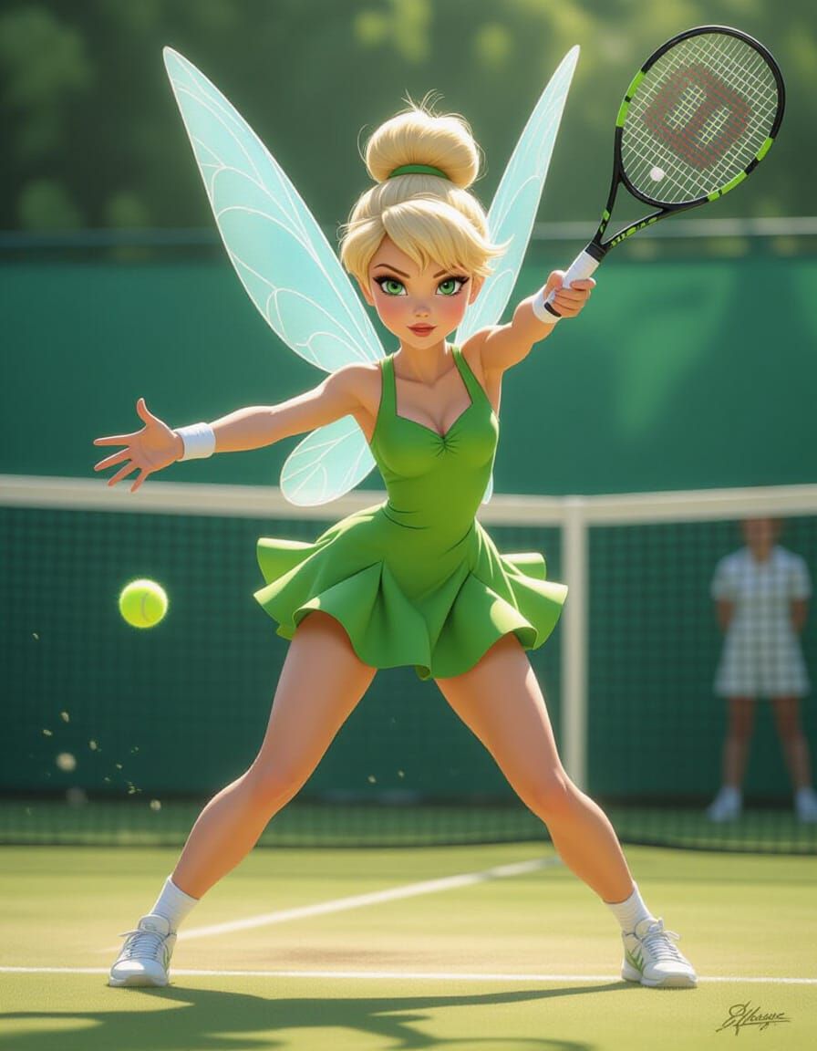 Tinkerbell Serves Ace on Wimbledon Court