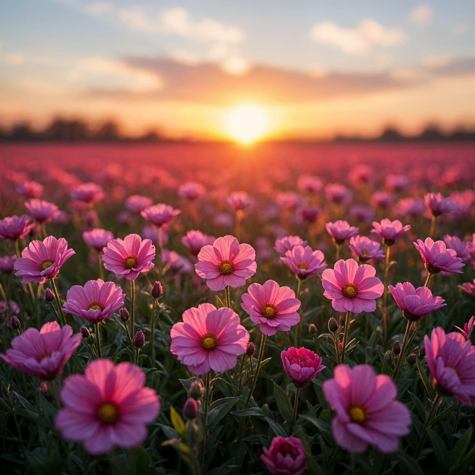Field of Pink Flowers