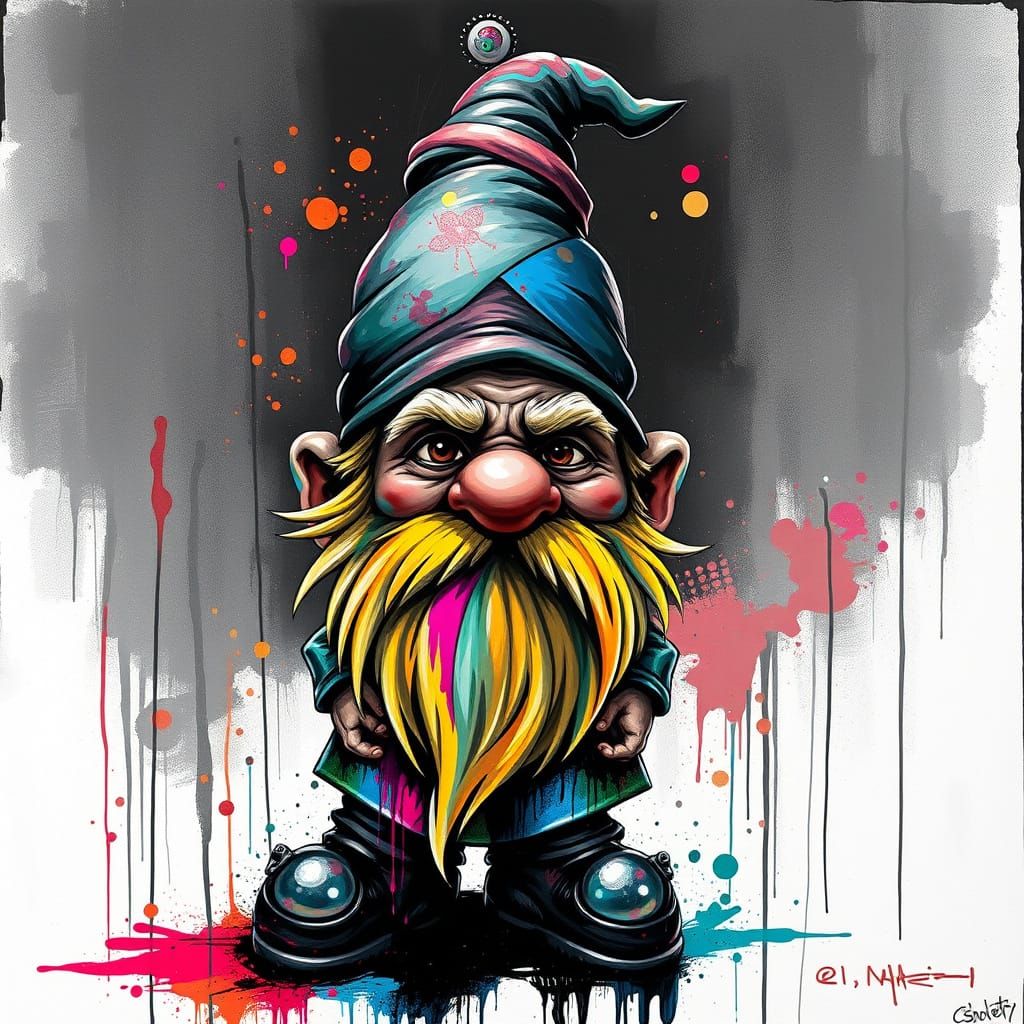 Gnome Reimagined as Colorful Graffiti Street Art