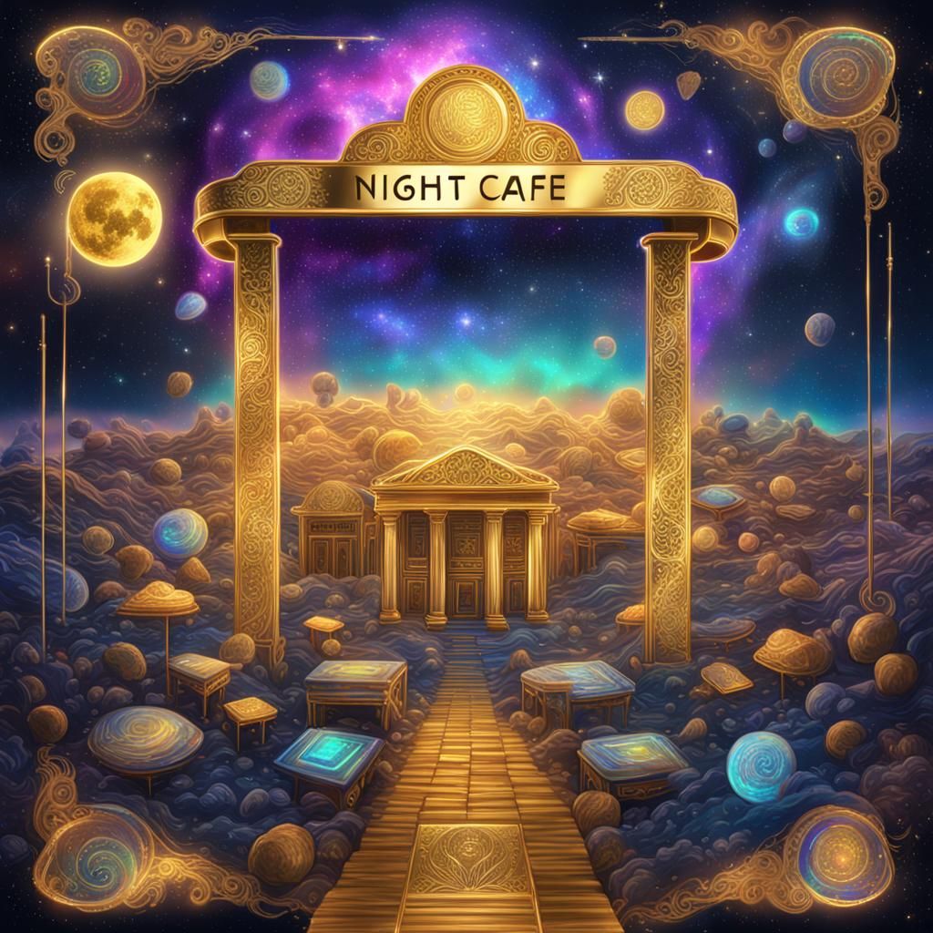 Night Cafe Golden 500 in Holographic Astral Style