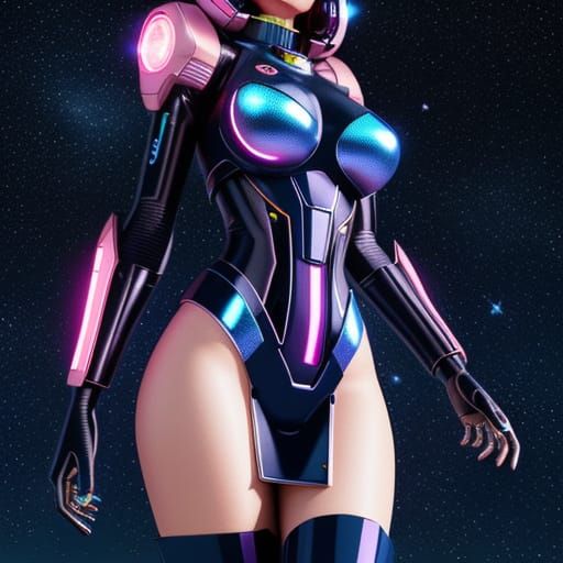 Sci-Fi Space Maiden in Retro Futurism Style