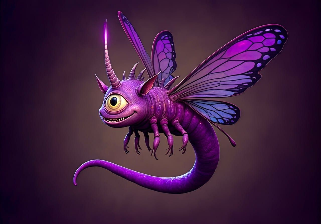 One-Eyed Purple People Eater with Butterfly Wings