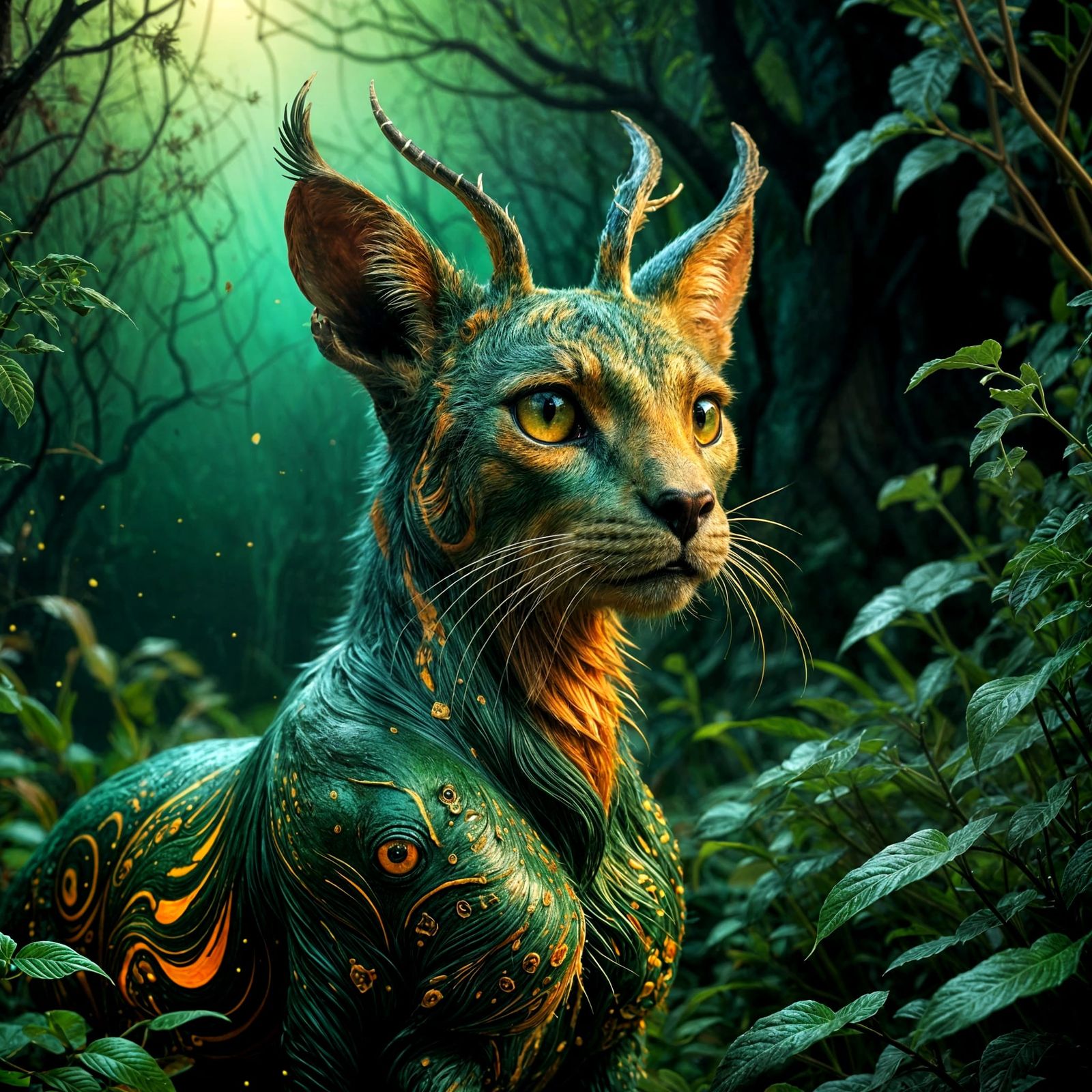 Vibrant Fantasy Creature in a Dreamlike Landscape