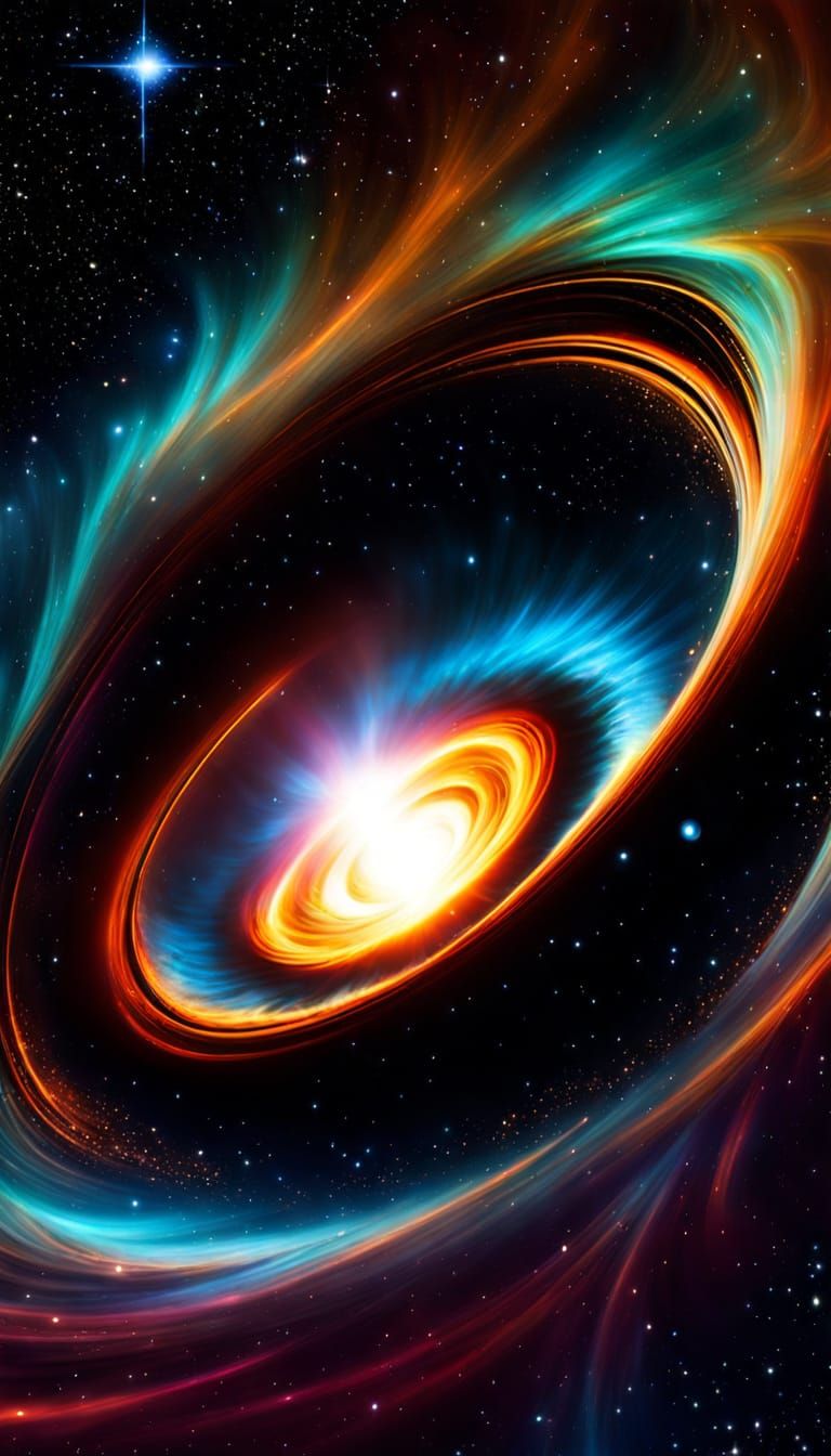 Nebula Starship Among Impossible Stars in Aerograph Style