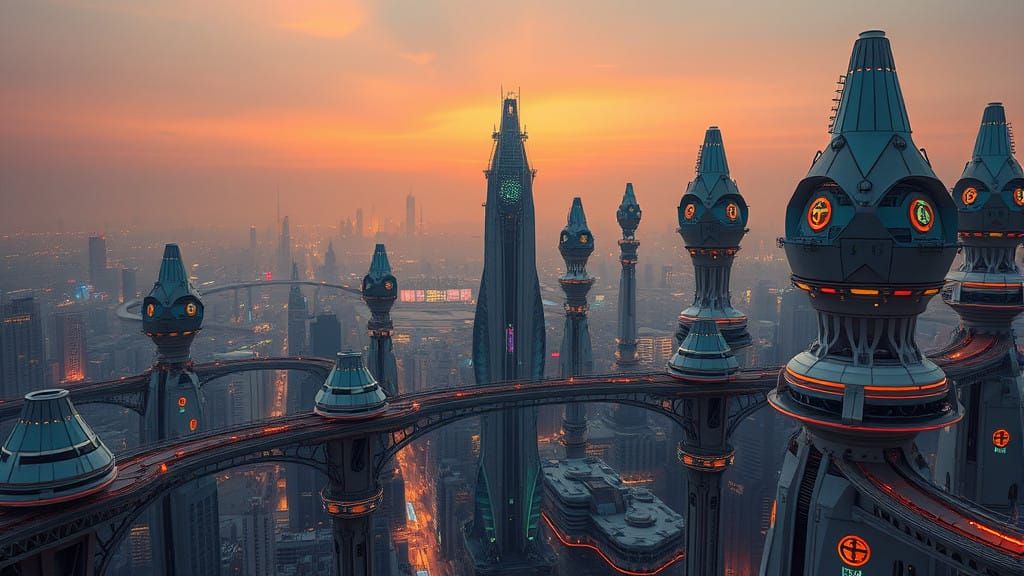 Cyberpunk Megastructure Metropolis with Vibrant Neon Lights