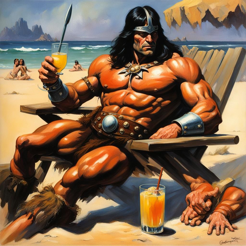 Conan the Barbarian: A Fantasy Art Beach Scene