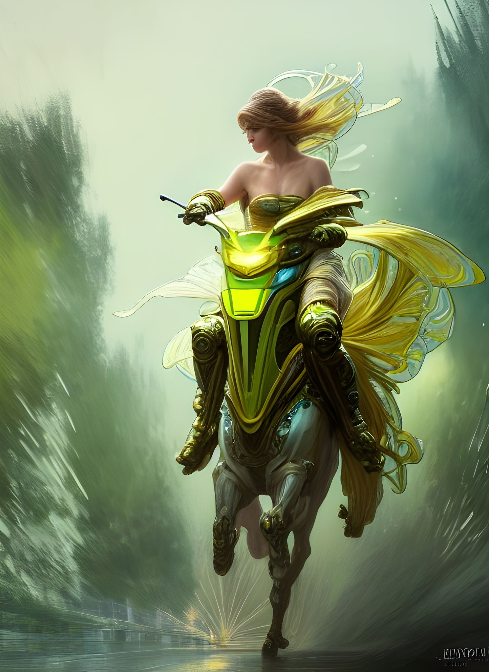 Intricate Delivery Scene in Art Nouveau Style