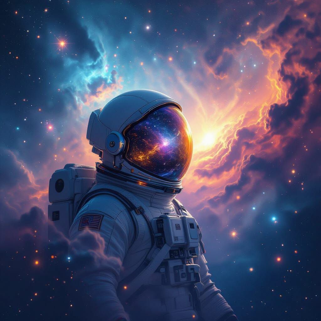 Astronaut's Nebula Contemplation in Space Art