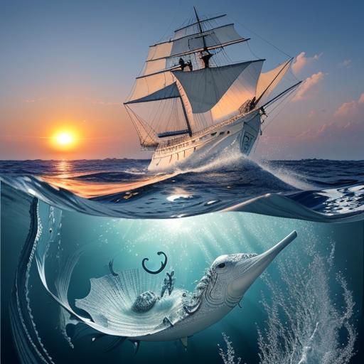 Ship at Sea During Sunset: Intricate Detail