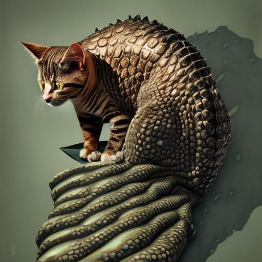 Cat with crocodile skin