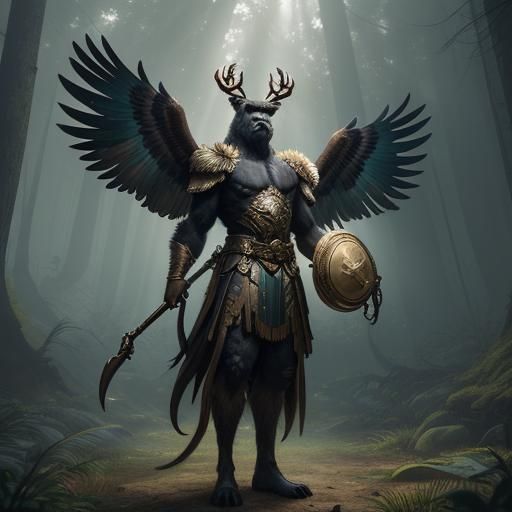 Chimera Guardian Protecting Treasure: Fantasy Concept Art