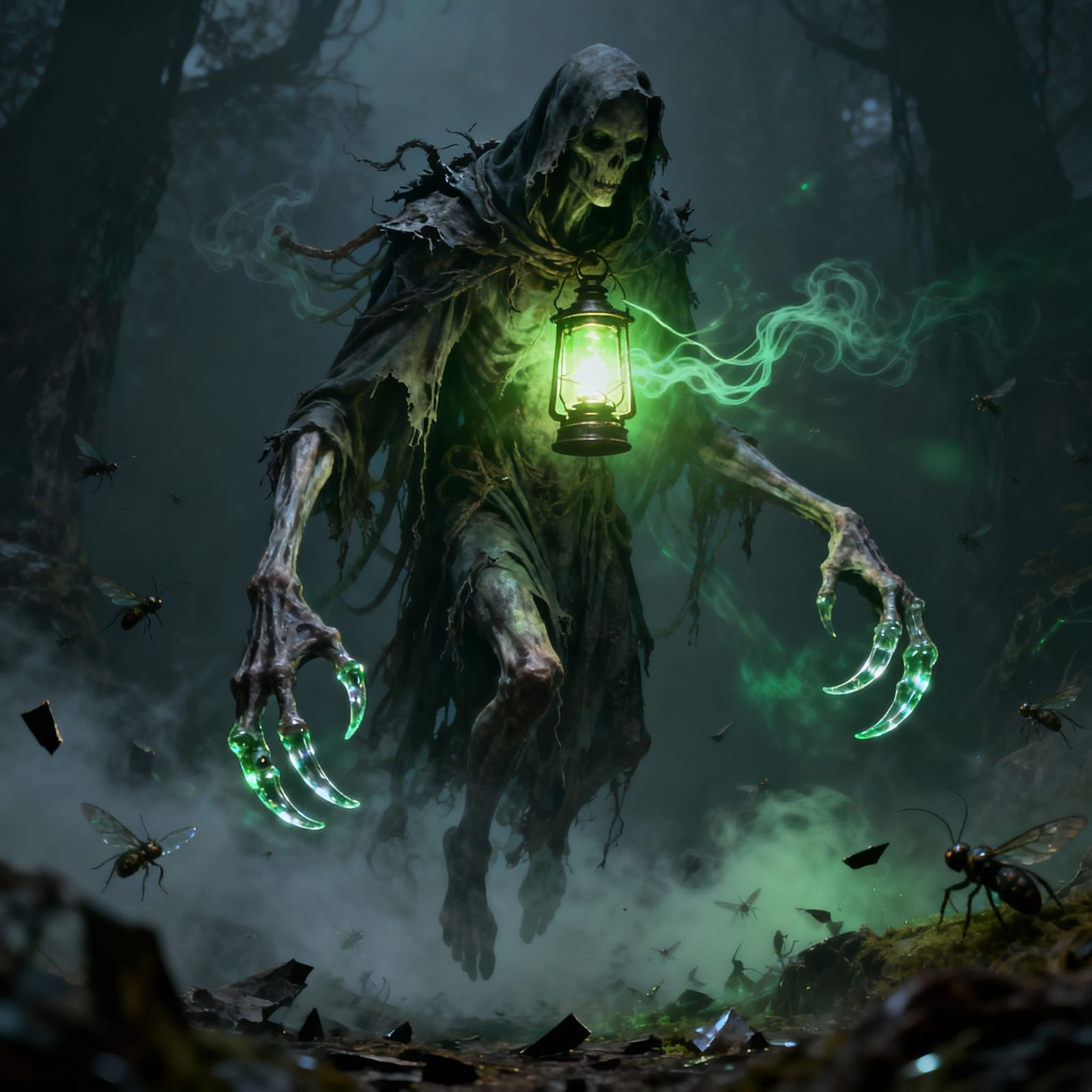Spectral Lantern Keeper in Dark Fantasy Style