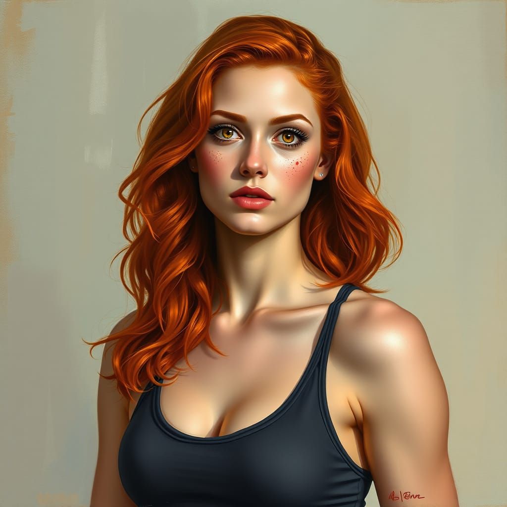 Confident Redhead Woman with Whimsical Freckles