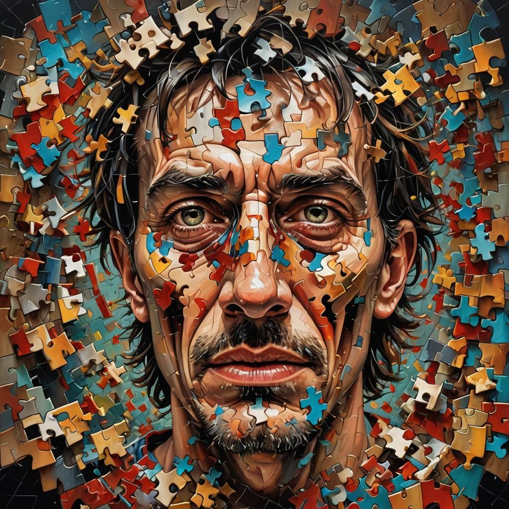 Fragmented Male Face: Surreal Digital Collage