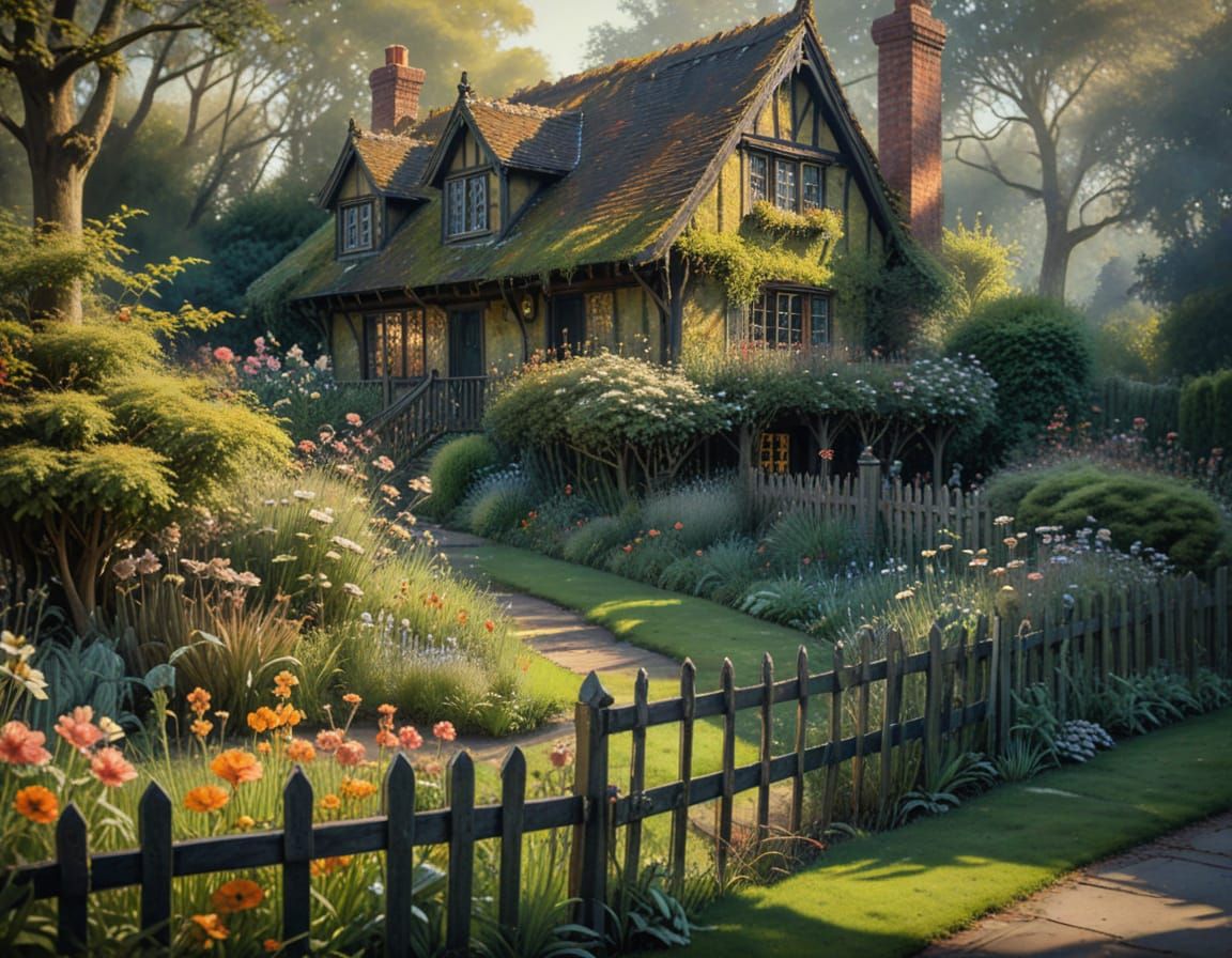 Vintage Cottage with Unkept Charm in a Whimsical Garden