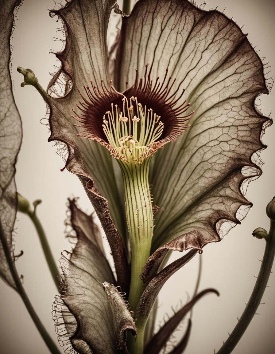 Sepia-Toned Dissection of a Carnivorous Plant