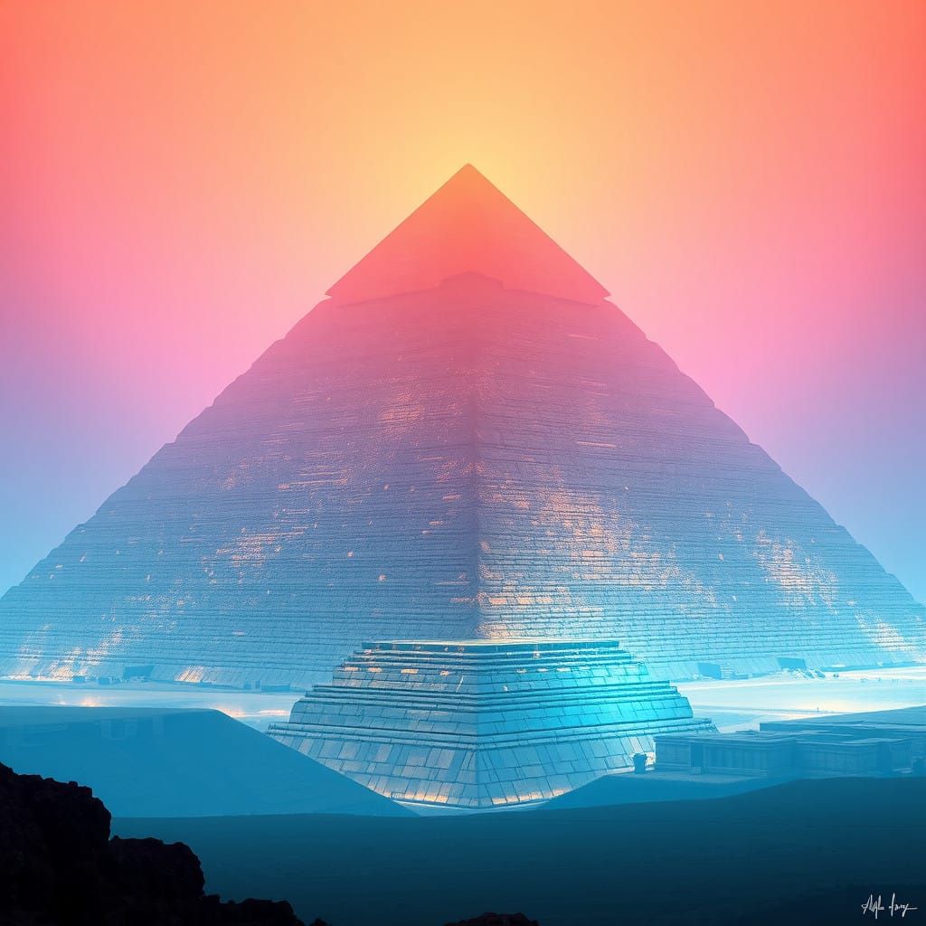 Giza Pyramid Illuminated by Divine Math